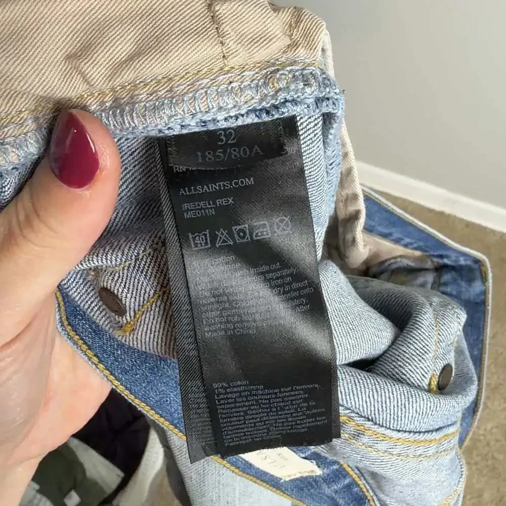 AllSaints Iredell Rex Jeans W32 Light Wash Distressed Denim Men’s